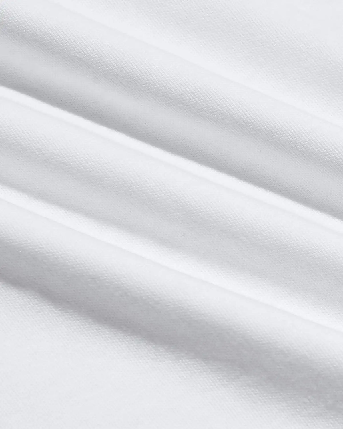 White Pima Cotton Blend Curved Hem Crew