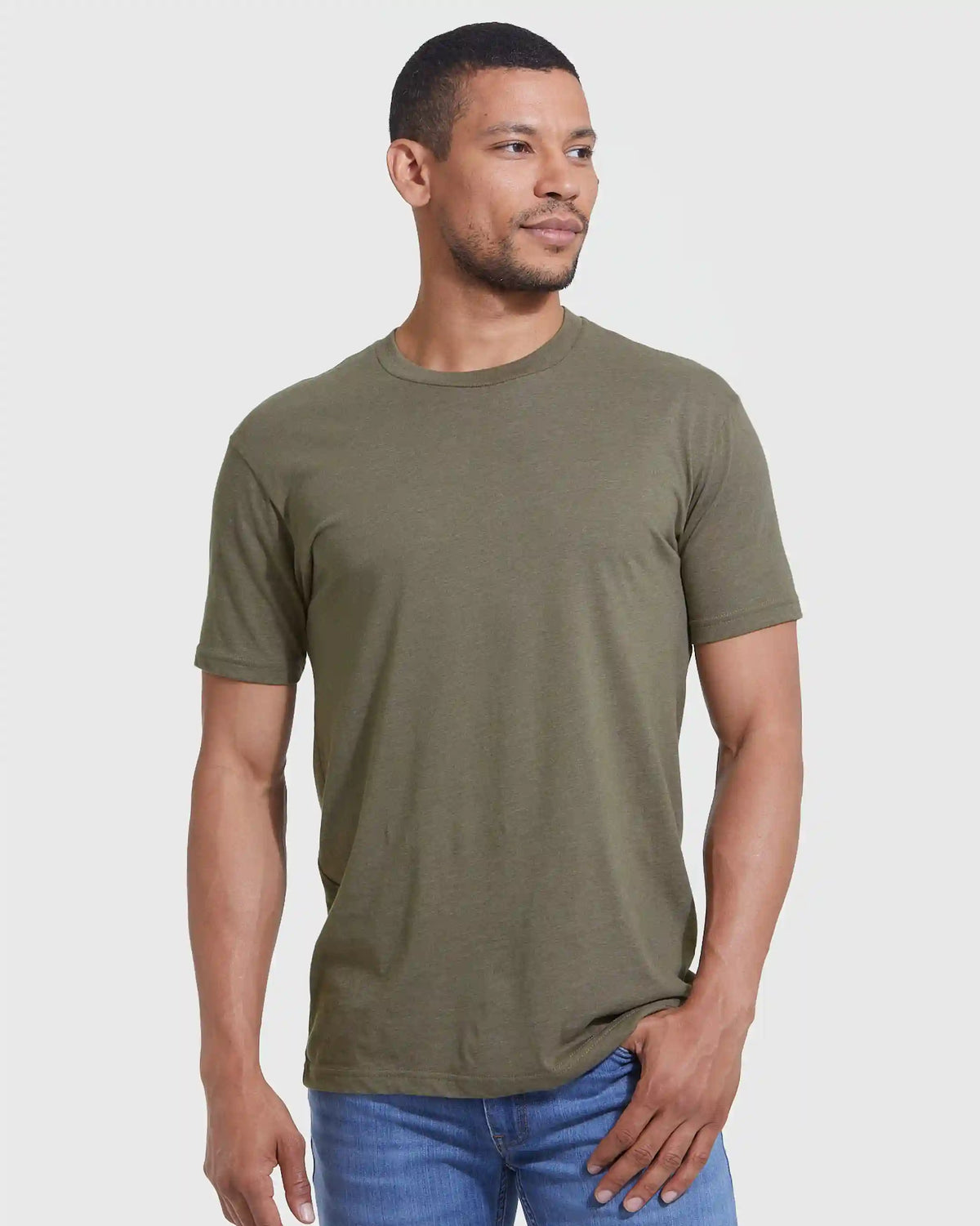 Heather Military Green Classic Crew Neck
