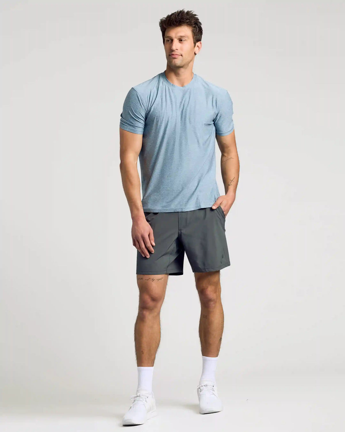 Heather Indigo Active Crew Neck Tee