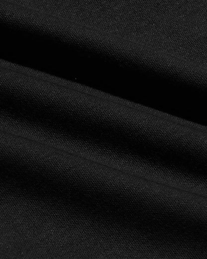 Black Pima Cotton Blend Curved Hem Crew