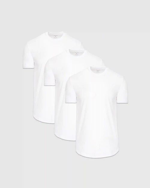 White Curved Hem Classic Crew Neck 3-Pack