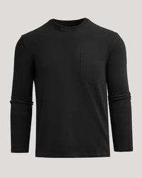 Black Heavyweight Long Sleeve Pocket Crew