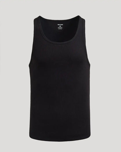 Black Ribbed Curved Hem Tank