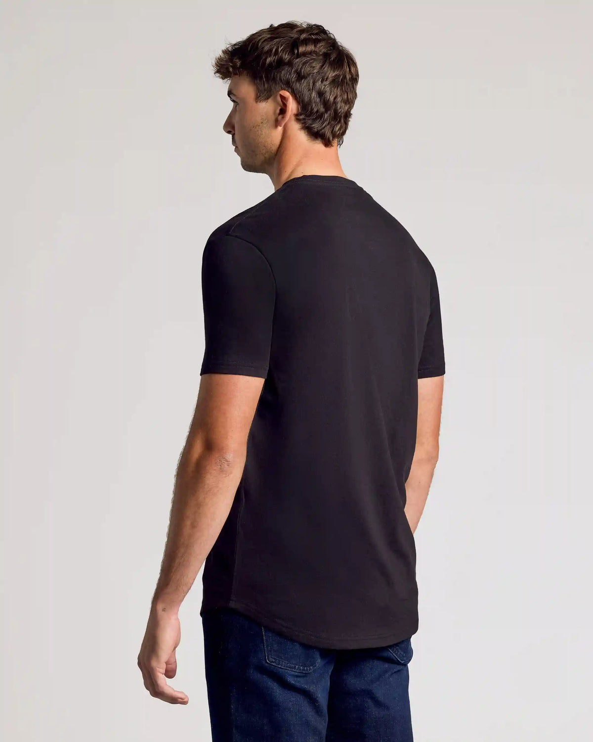 Black Short Sleeve Tall Curved Hem Crew
