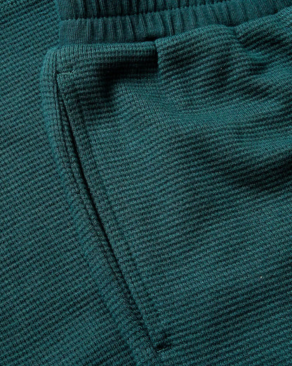 Girls Deep Emerald Waffle Wide Leg Pants