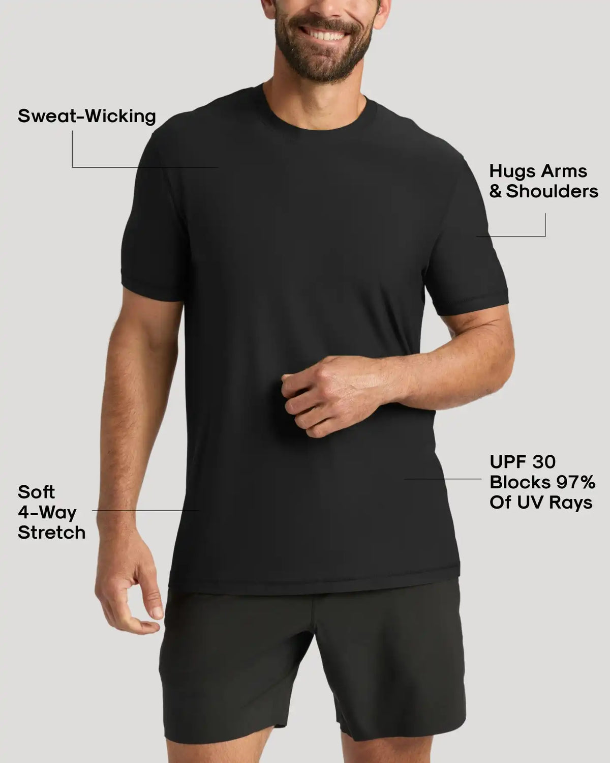 Black Active Crew Neck Tee