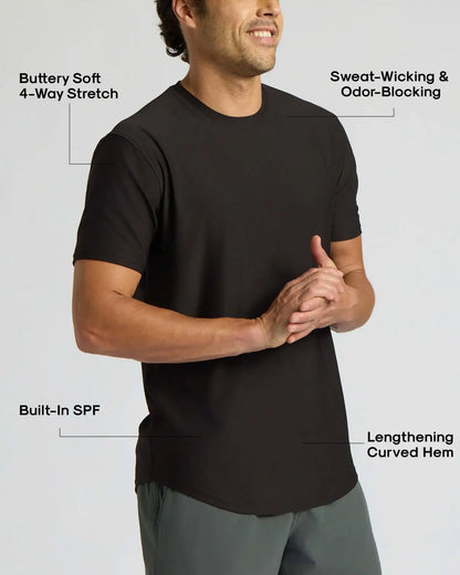 All Black Active Curved Hem Crew 6-Pack