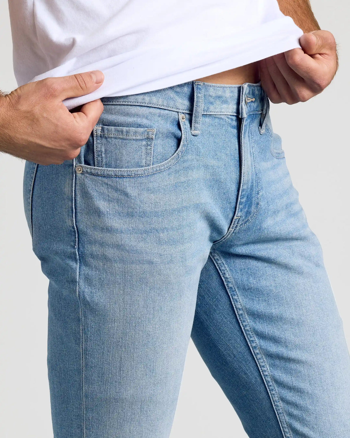 Light Indigo Wash Slim Authentic Denim Jeans