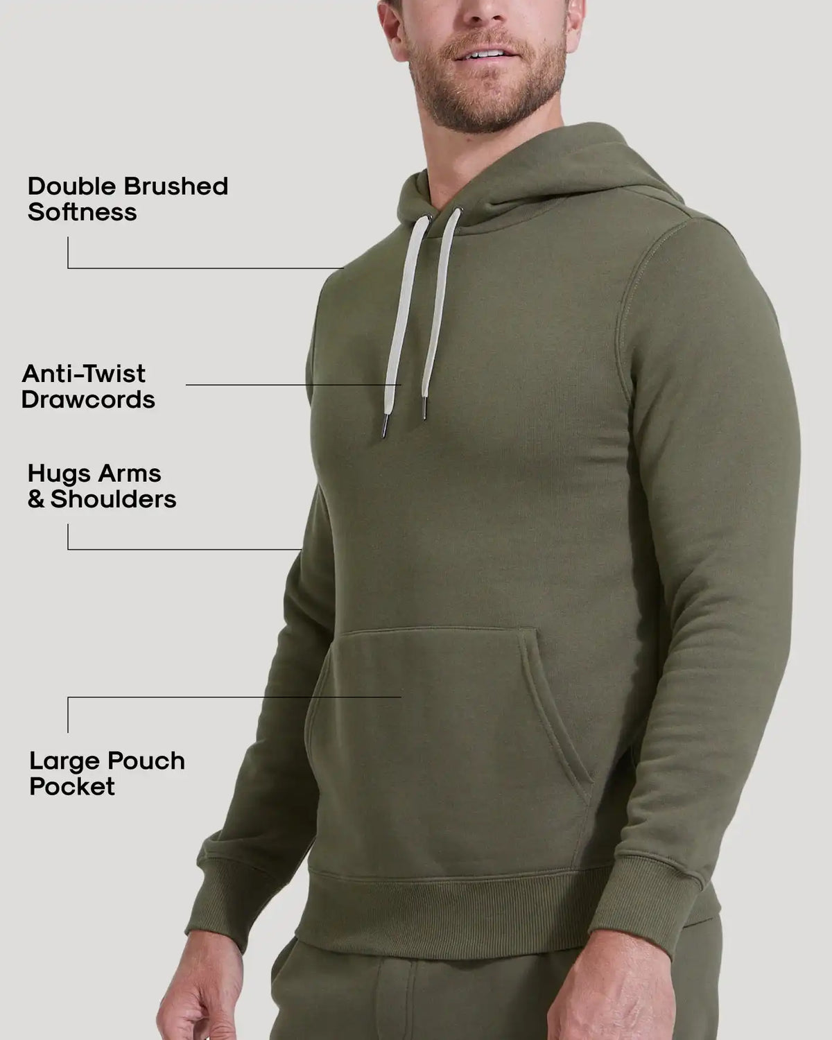 Military Green Fleece French Terry Pullover Hoodie