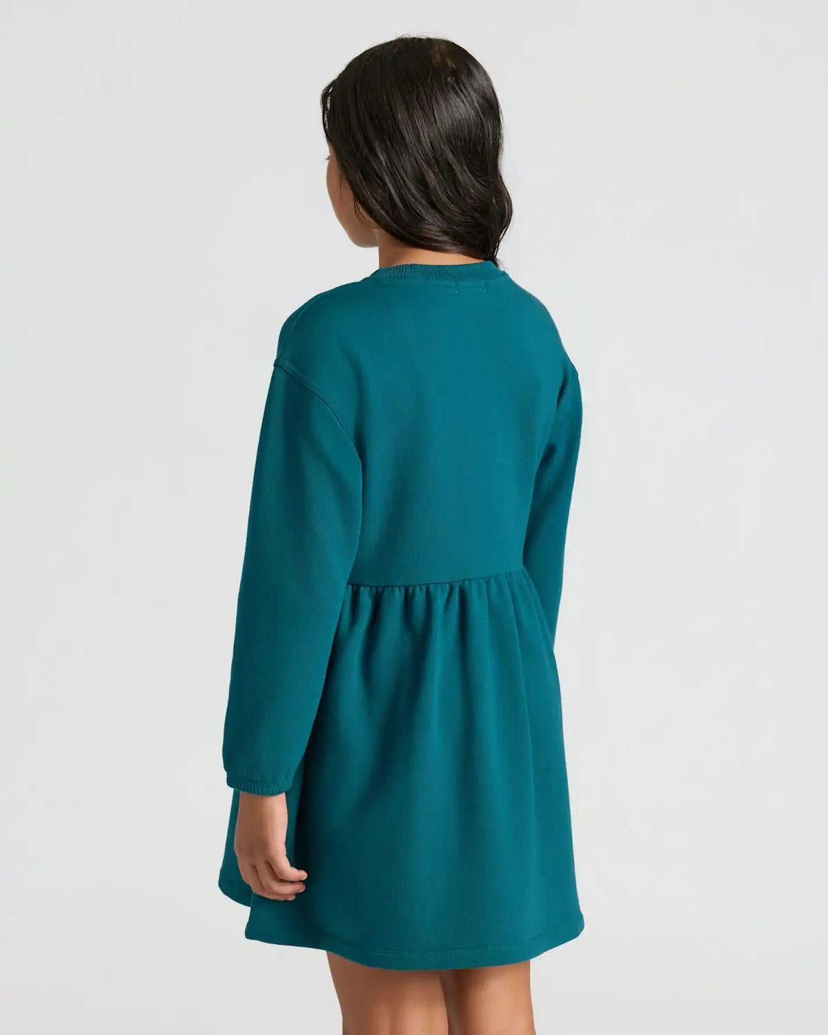 Girls Deep Emerald Long Sleeve Fleece Dress
