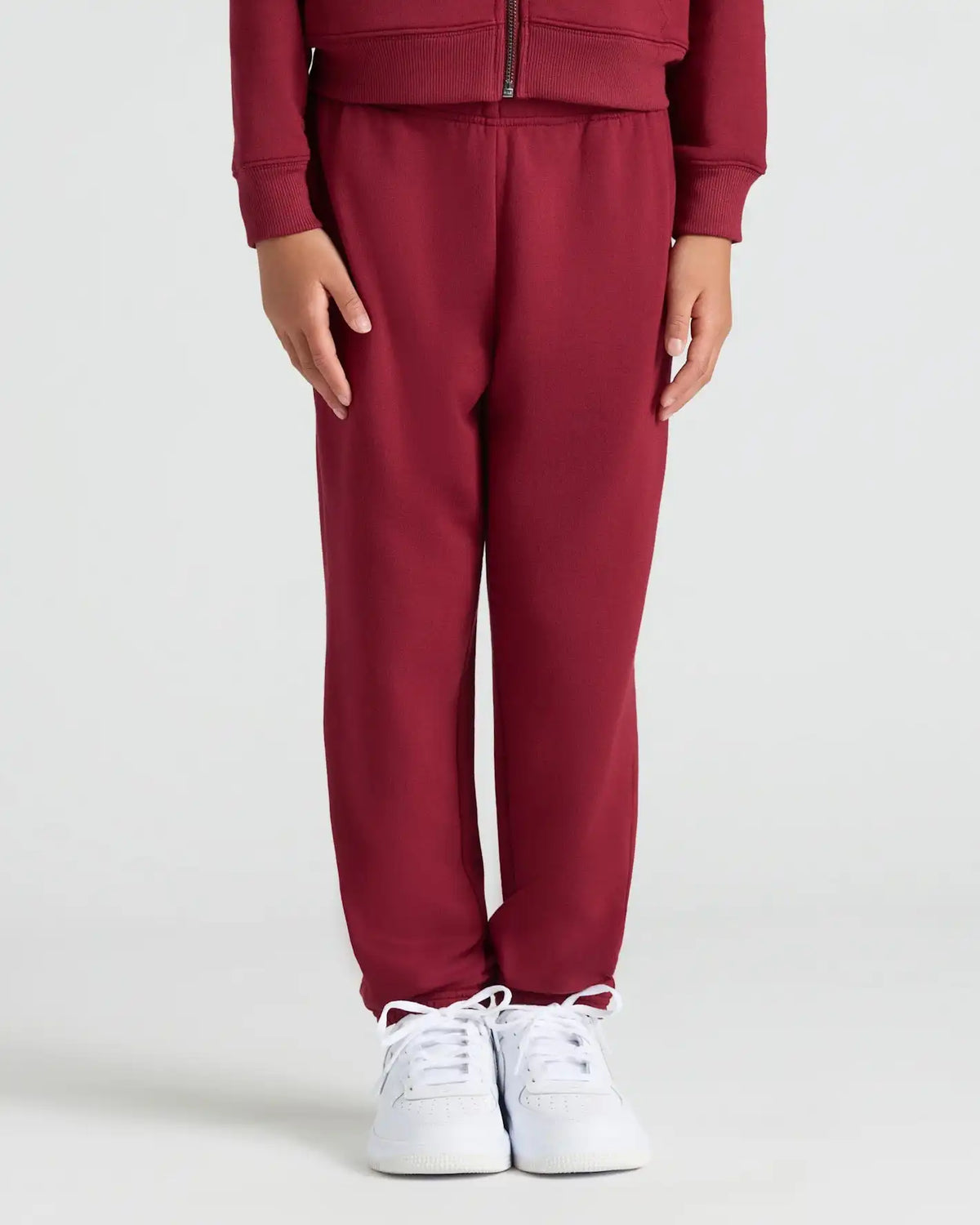 Girls Dark Maroon Cropped Zip Hoodie & Relaxed Joggers 2-Pack