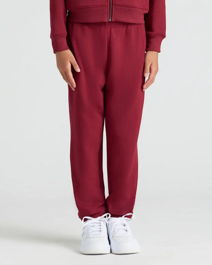 Girls Dark Maroon Cropped Zip Hoodie & Relaxed Joggers 2-Pack