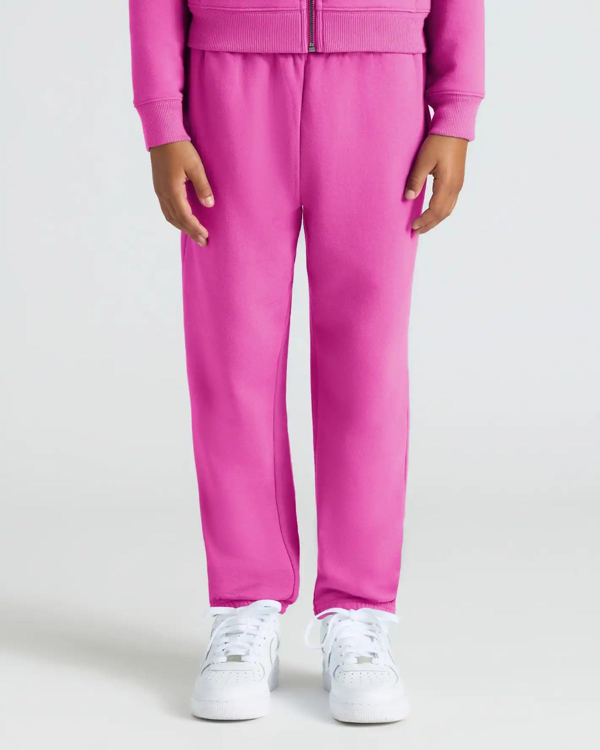 Girls Electric Fuchsia Cropped Zip Hoodie & Relaxed Joggers 2-Pack
