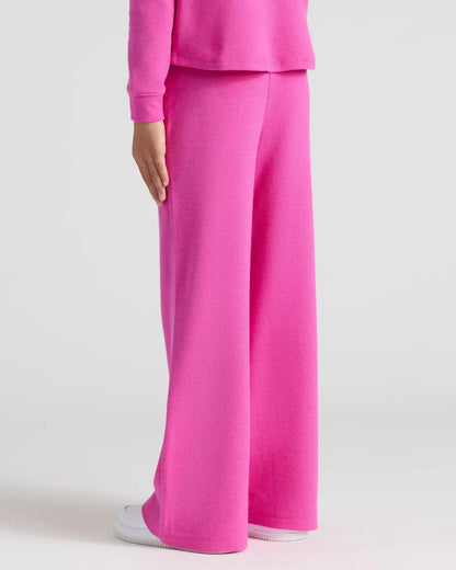 Girls Electric Fuchsia Waffle Wide Leg Pants