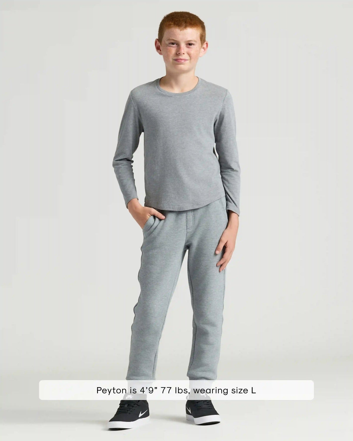 Boys' Heather Gray Classic Long Sleeve Crew Neck