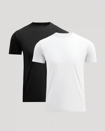 Black & White Pima Cotton Blend Crew 2-Pack