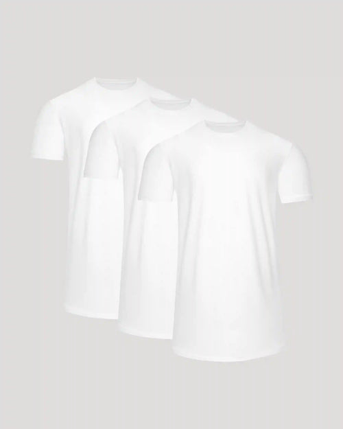 All White Tall Active Curved Hem Crew 3-Pack