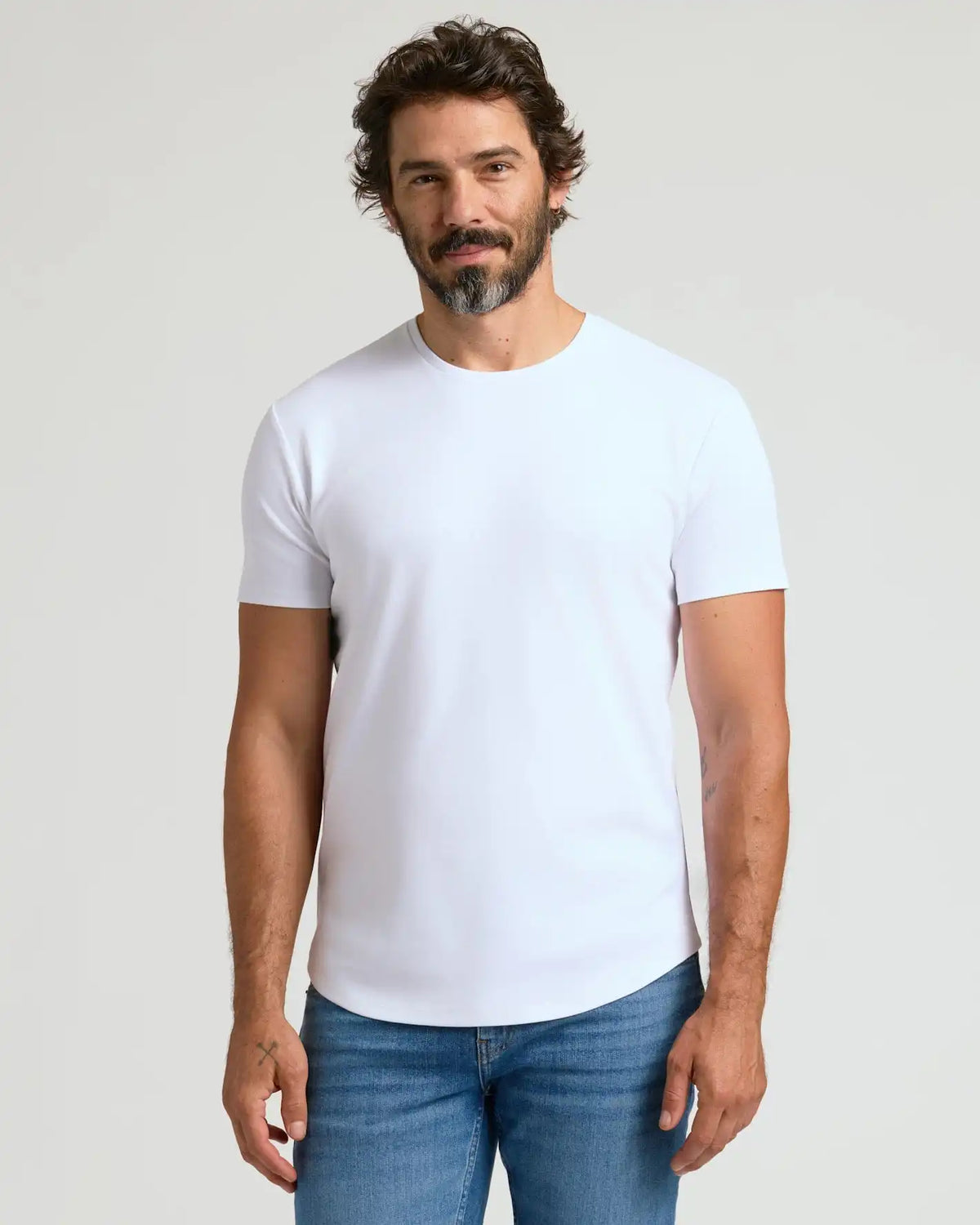 Pima Cotton Blend Curved Hem Crew 2-Pack