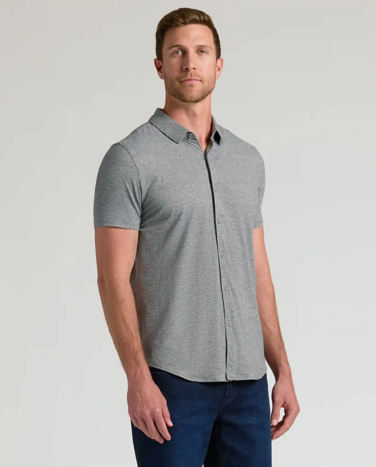 White & Heather Gray Short Sleeve Comfort Knit Shirt 2-Pack