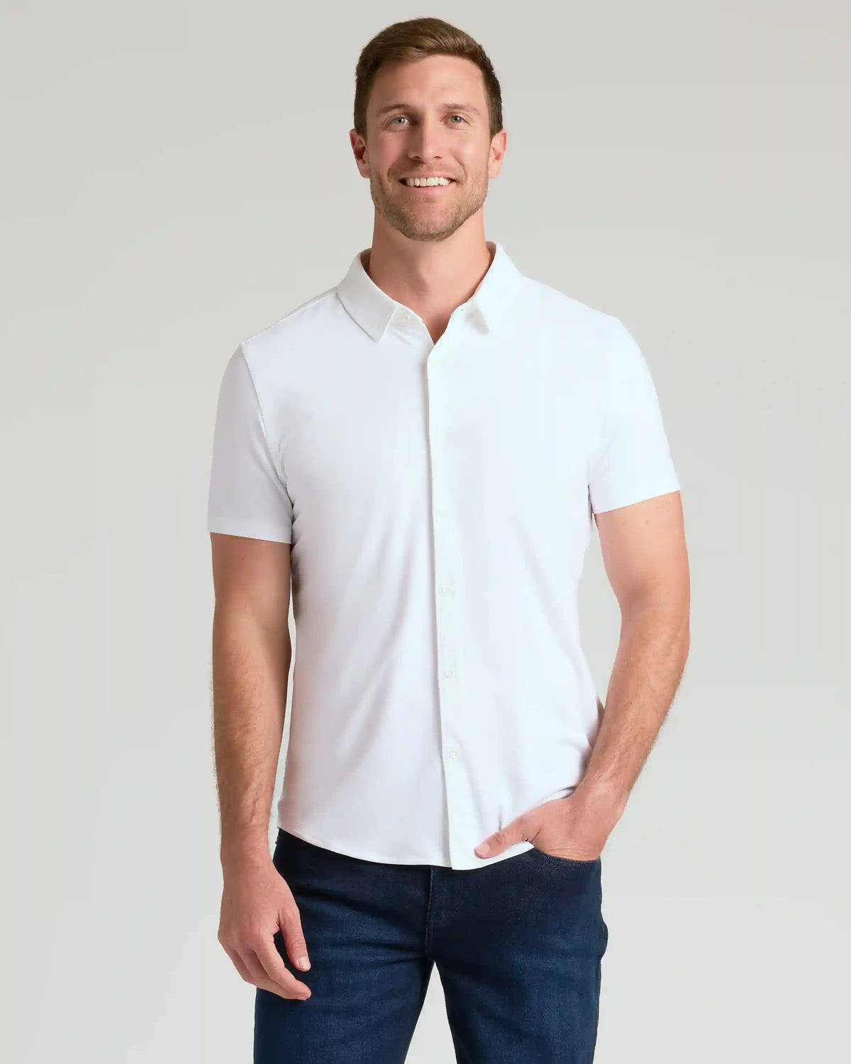 White & Heather Gray Short Sleeve Comfort Knit Shirt 2-Pack