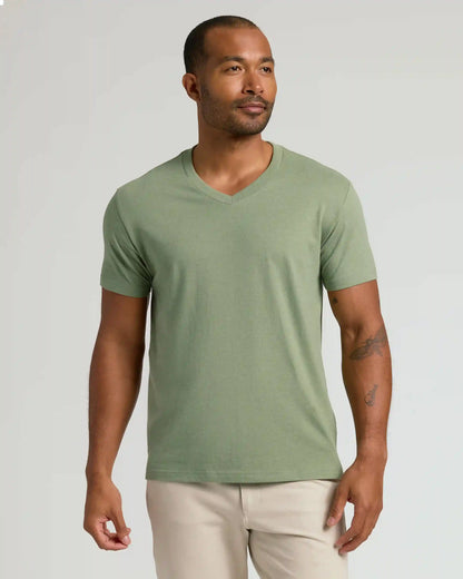 Dark Heather Bay Green Classic V-Neck