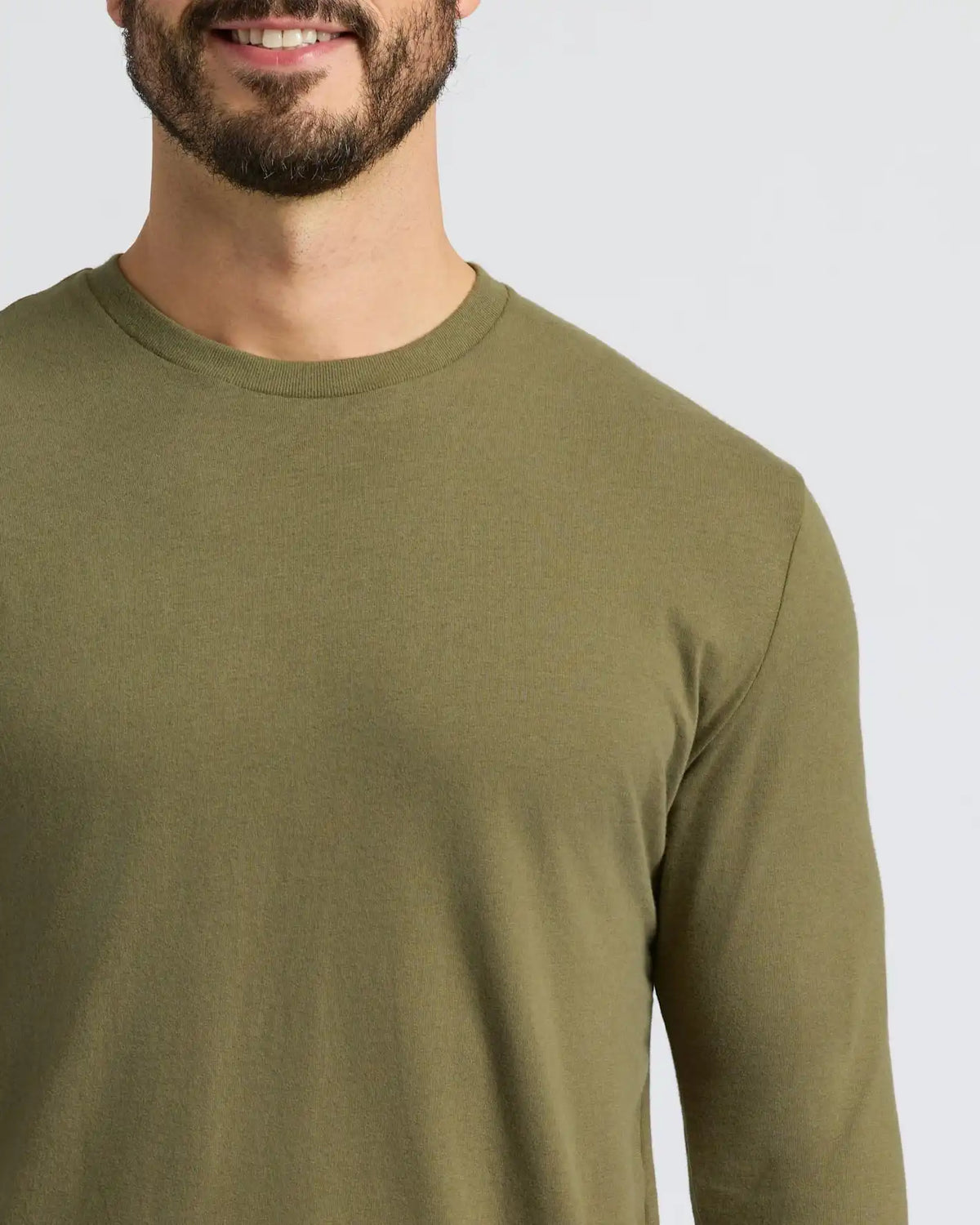 Military Green Classic Long Sleeve Crew Neck