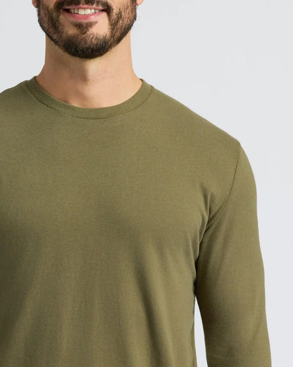 Military Green Classic Long Sleeve Crew Neck