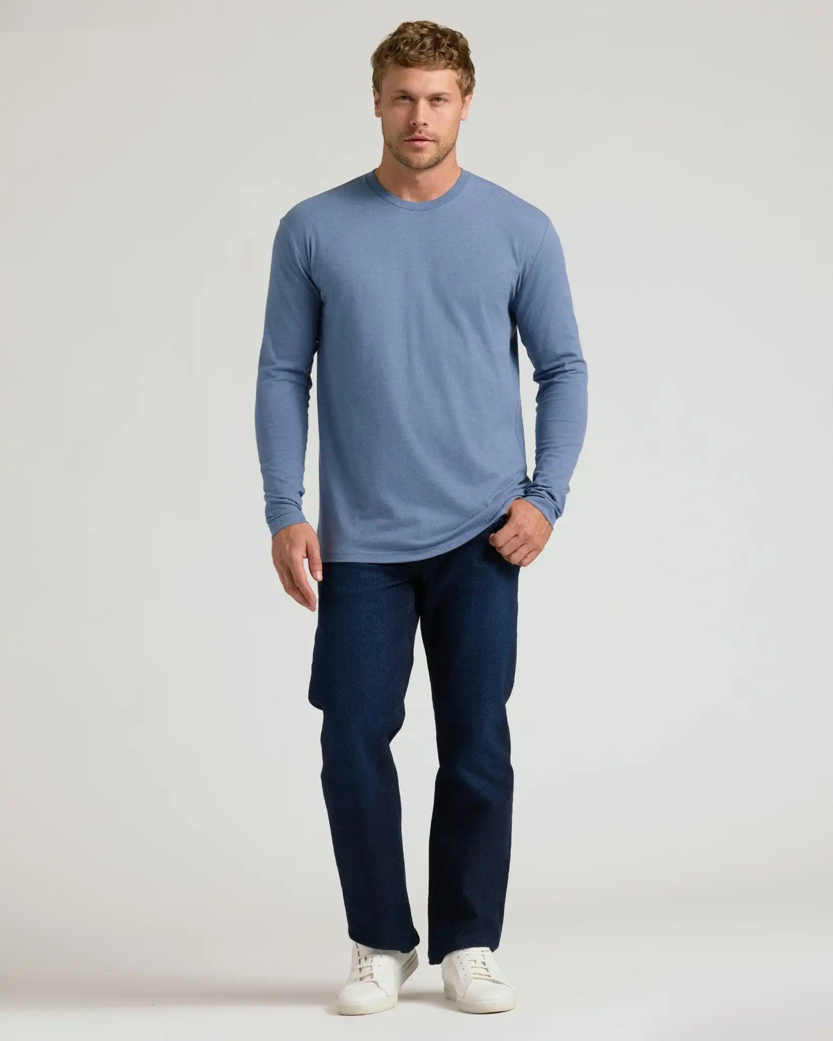 Dark Heather Vintage Navy Classic Long Sleeve Crew Neck