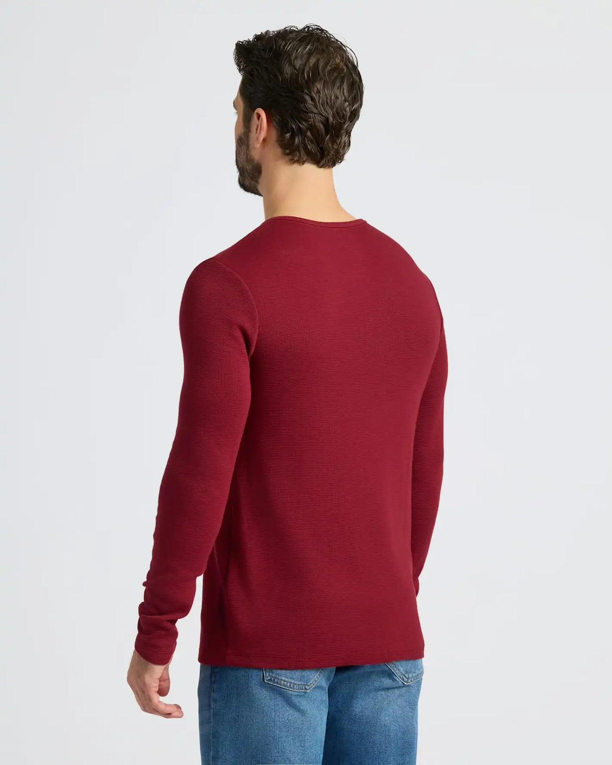 Dark Maroon Waffle Long Sleeve Henley