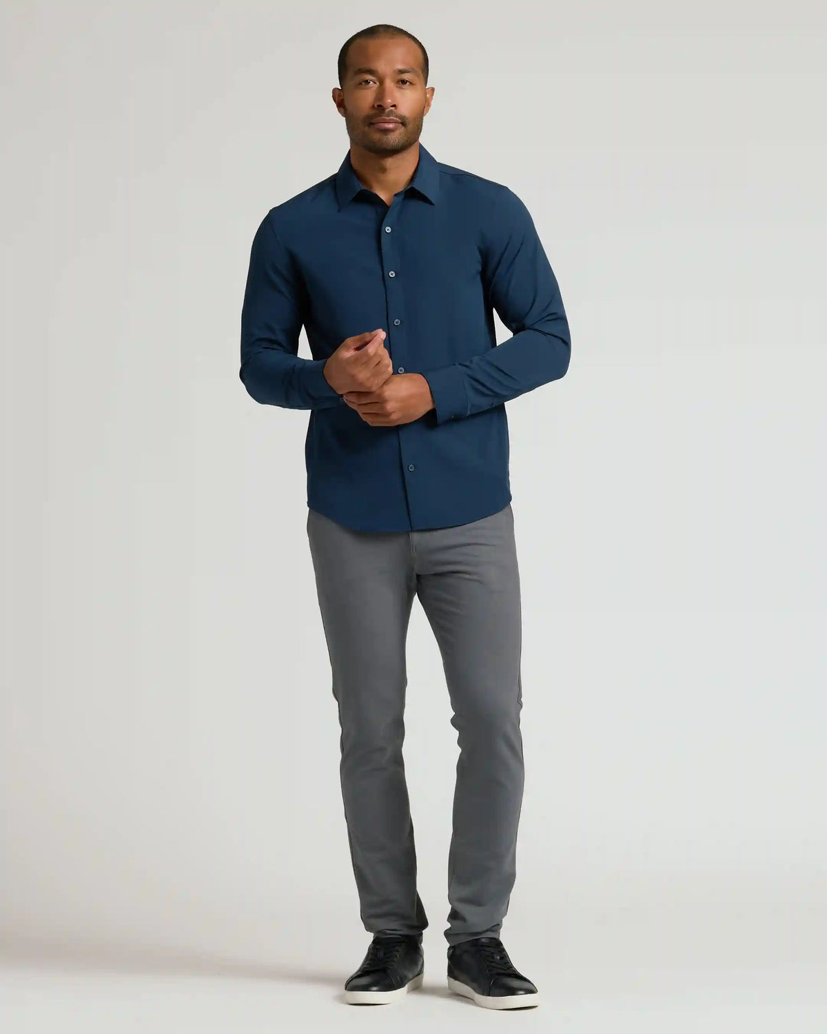 Navy Performance Long Sleeve Dress Shirt