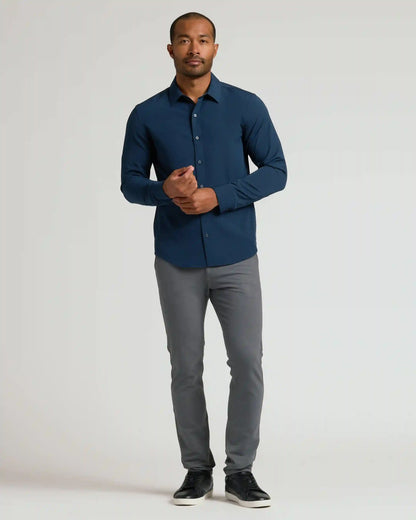 Navy Performance Long Sleeve Dress Shirt