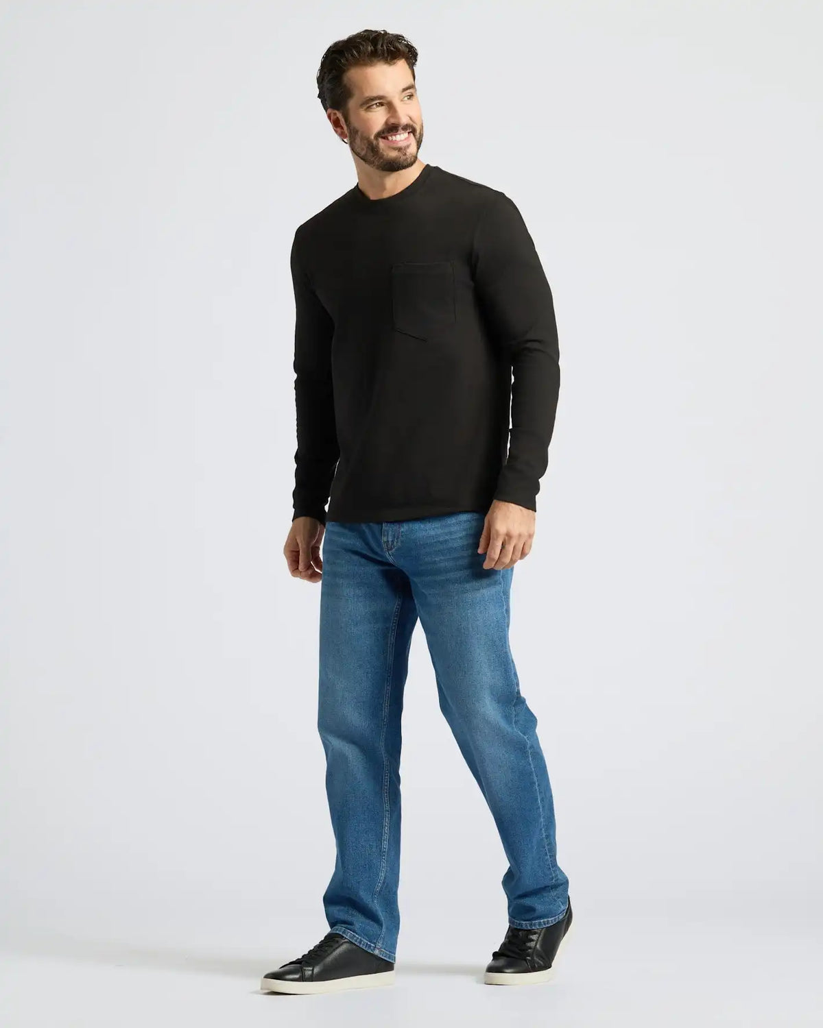 Black Heavyweight Long Sleeve Pocket Crew