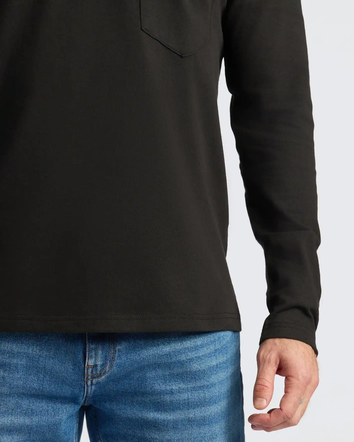 Black Heavyweight Long Sleeve Pocket Crew
