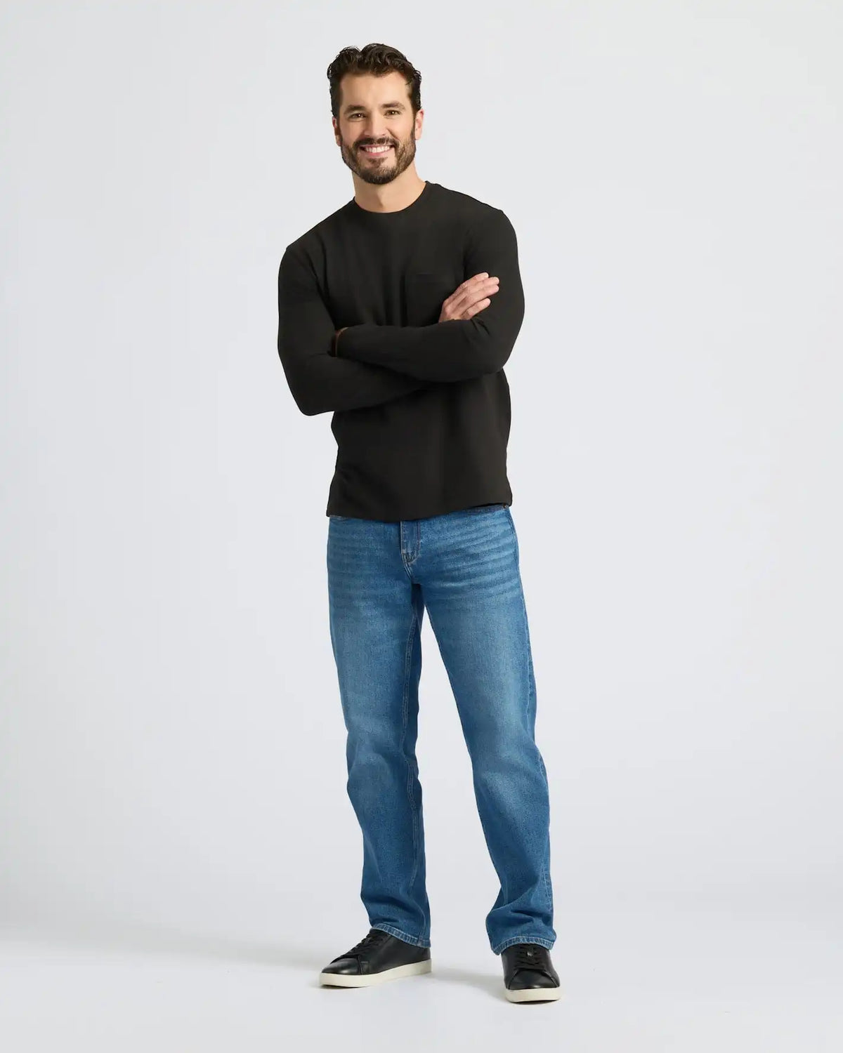 Black Heavyweight Long Sleeve Pocket Crew