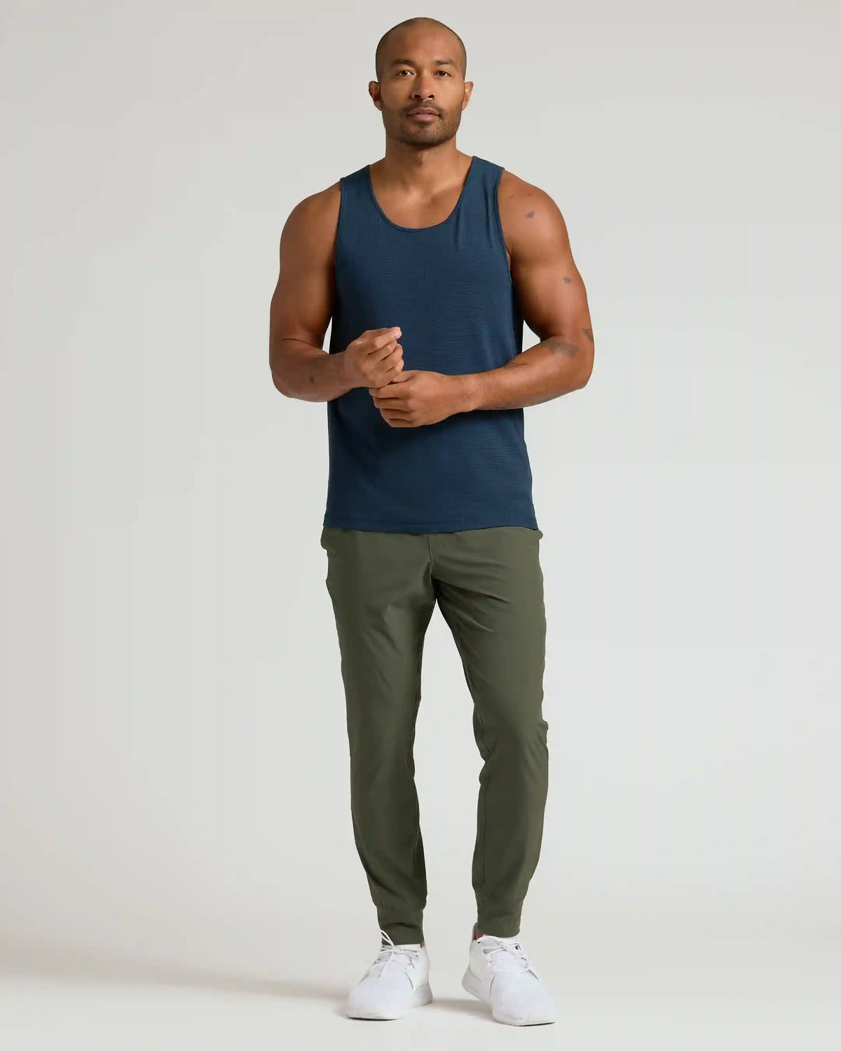 Navy Sleeveless Active Mesh Tank