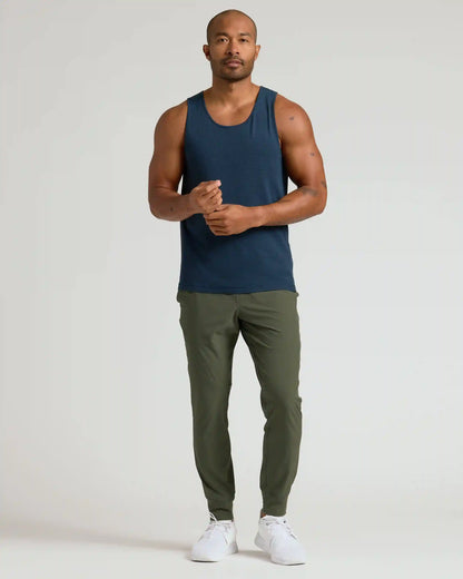 Navy Sleeveless Active Mesh Tank