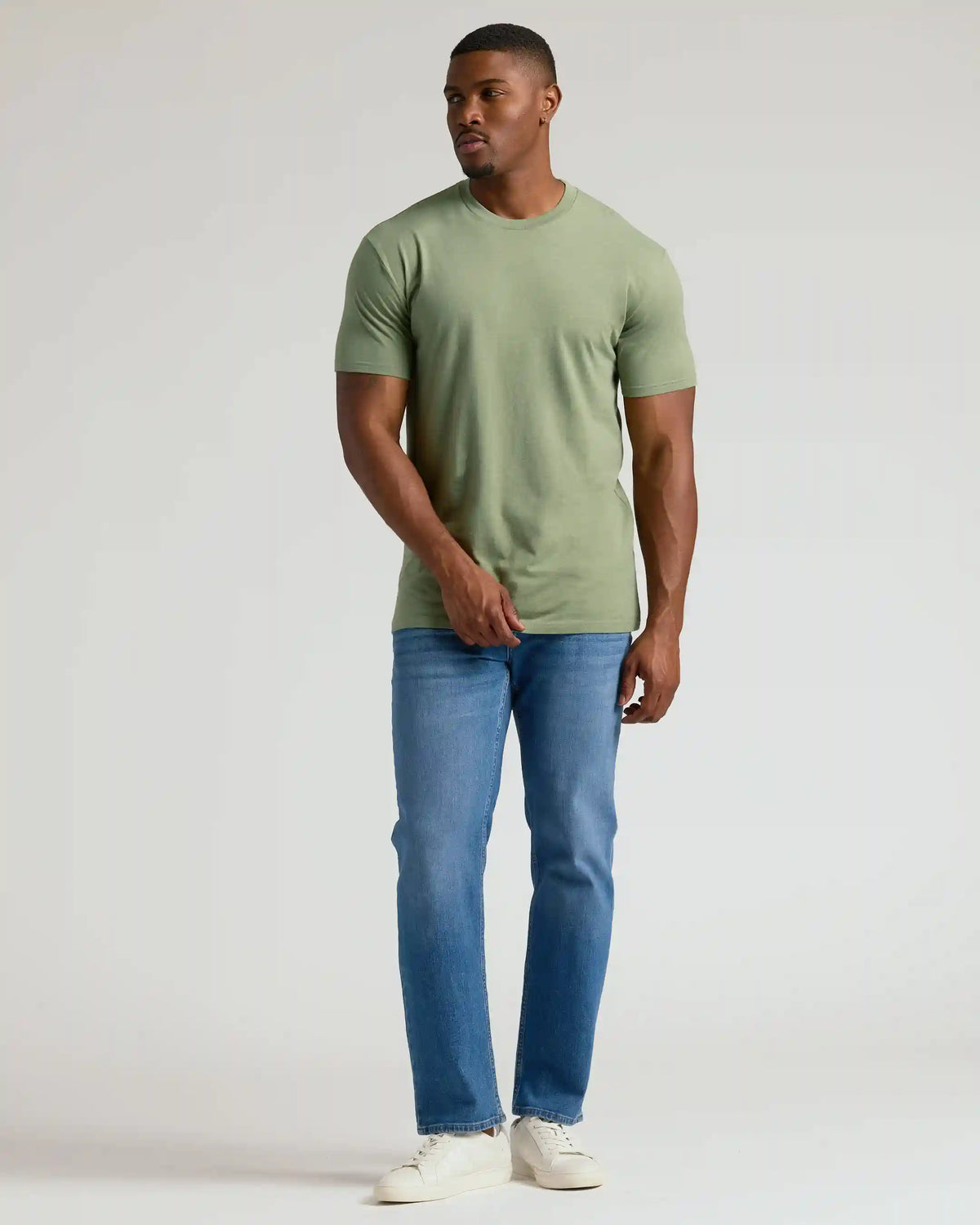 Dark Heather Bay Green Tall Straight Hem Crew Neck T Shirt