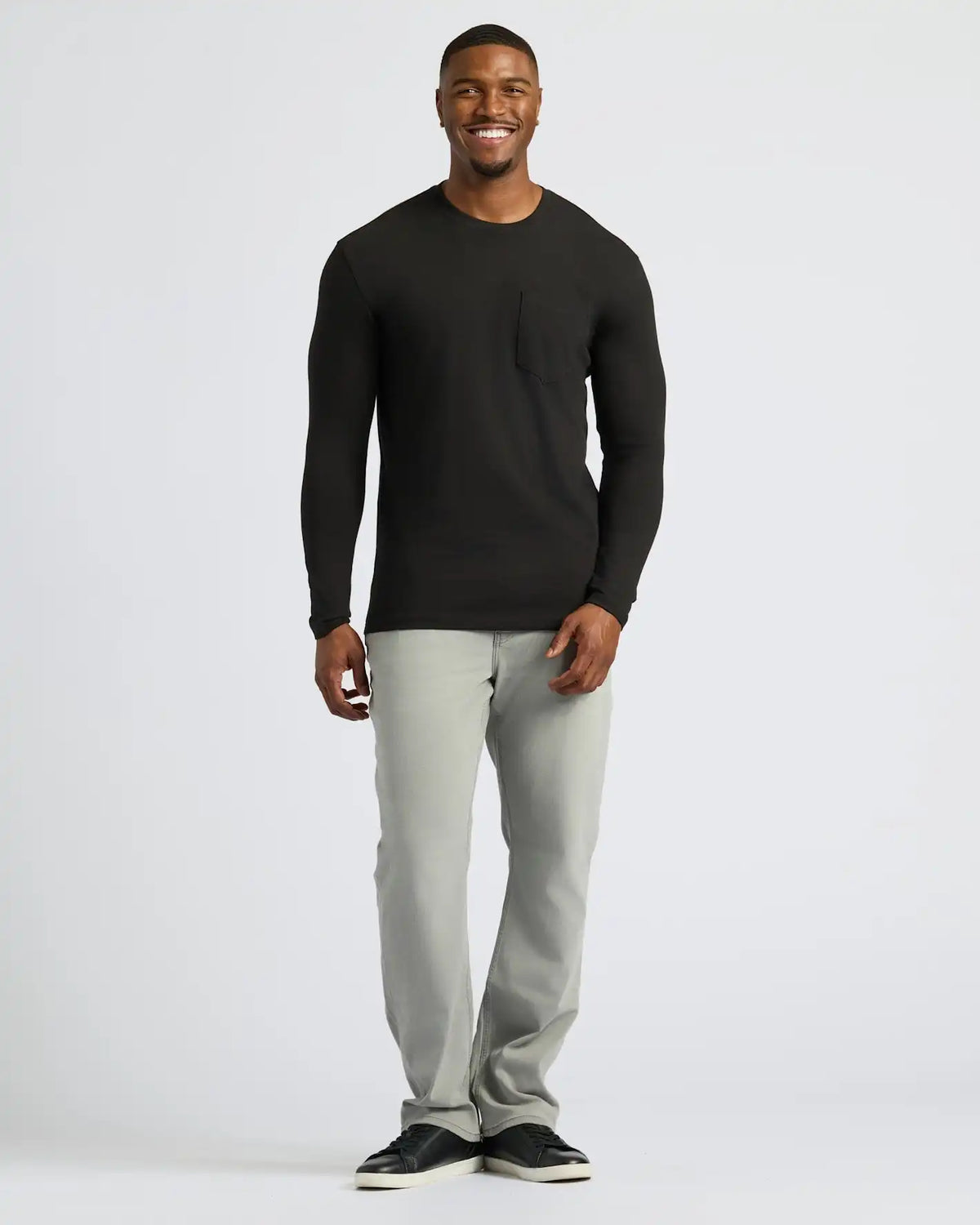 Black & Carbon Tall Heavyweight Long Sleeve Pocket Crew 4-Pack