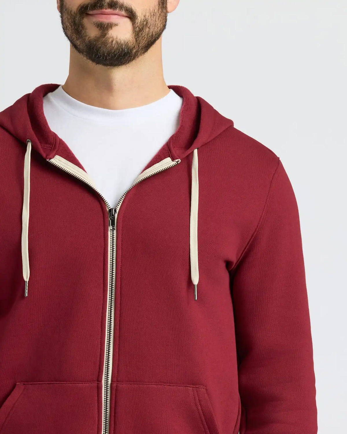 Dark Maroon Fleece French Terry Zip Hoodie