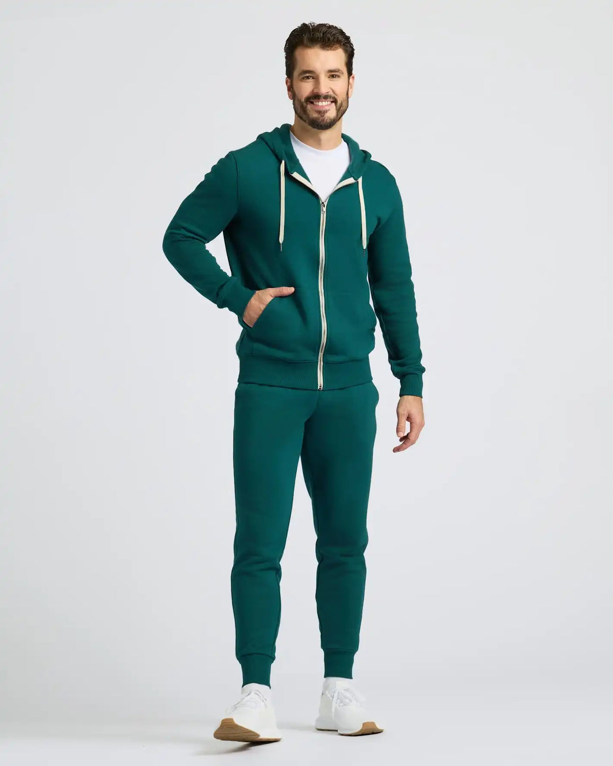 Deep Emerald Fleece French Terry Zip Hoodie