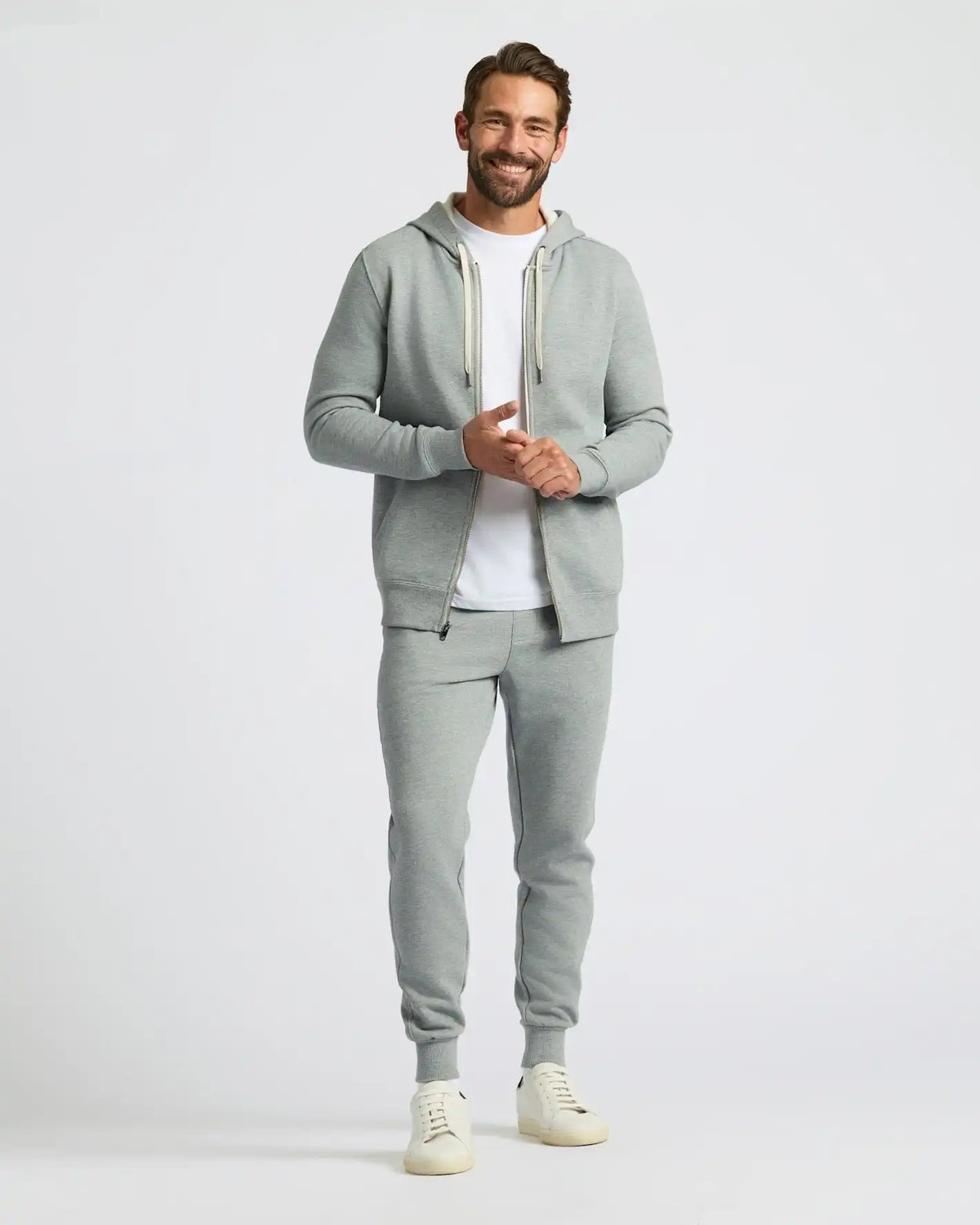 Dark Heather Gray Fleece French Terry Zip Hoodie