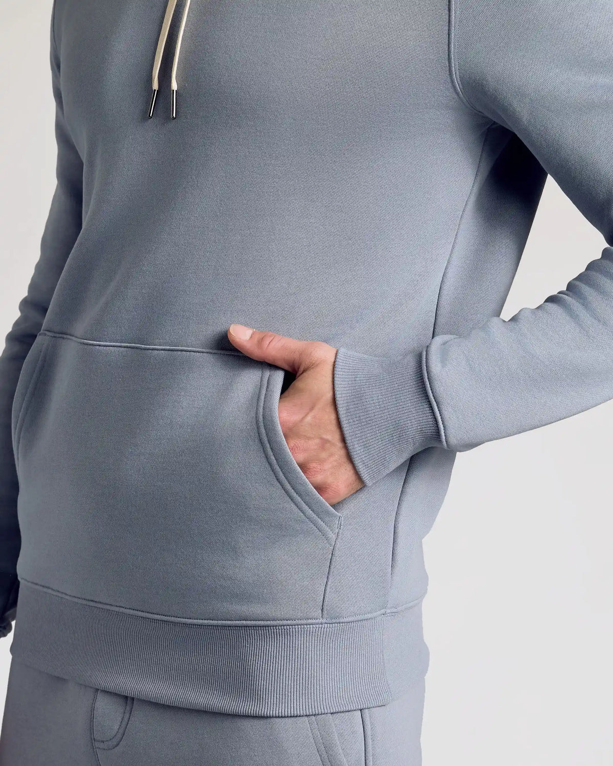 Dusty Blue Fleece French Terry Pullover Hoodie
