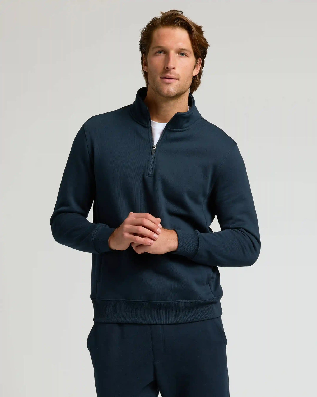 Navy Quarter Zip Fleece Sweatshirt & Jogger 2-Pack