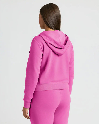 Womens Electric Fuchsia Crop Zip Hoodie & Relaxed Jogger 2-Pack