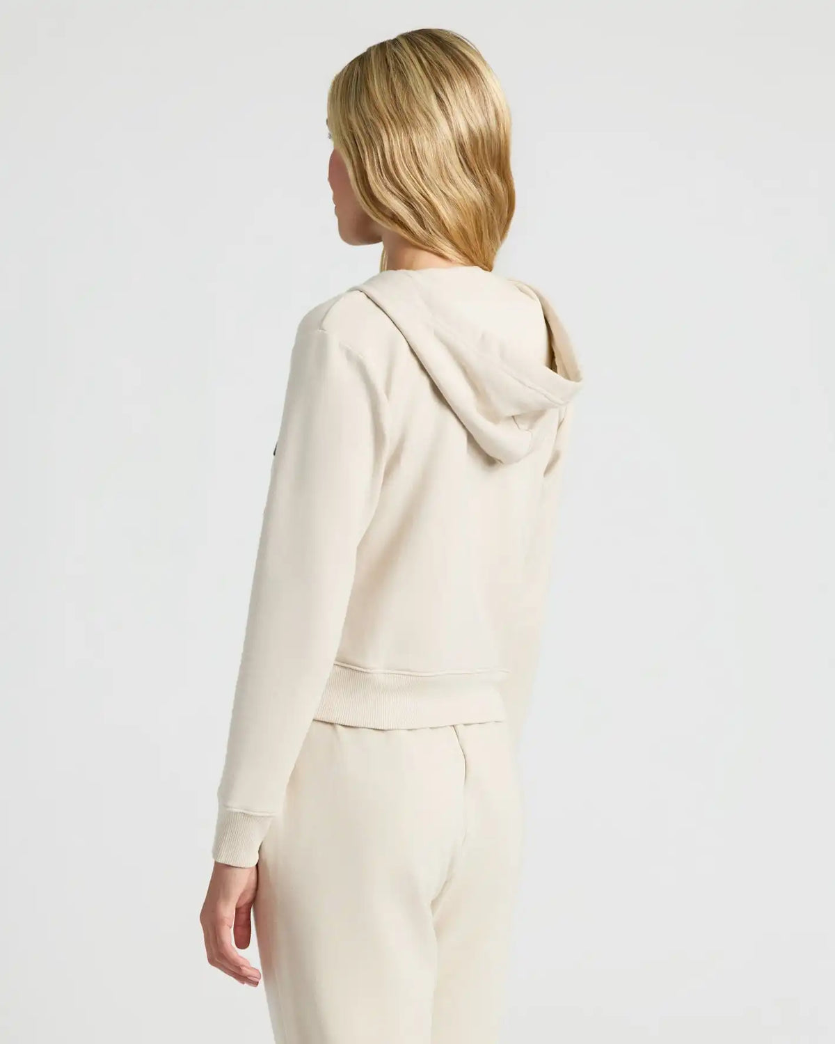 Womens Oatmeal Crop Zip Hoodie