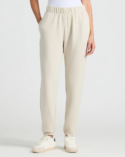 Womens Oatmeal Crop Zip Hoodie & Relaxed Jogger 2-Pack