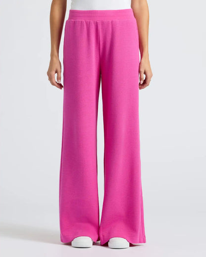 Womens Electric Fuchsia Waffle Long Sleeve Henley & Waffle Leg Pant 2-Pack