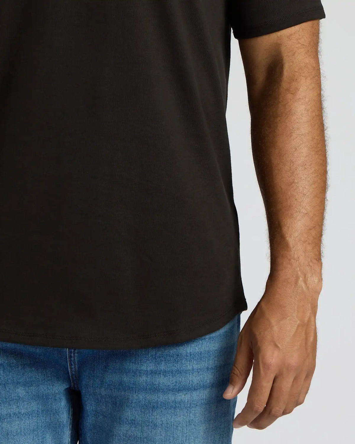 Black Tall Heavyweight Curved Hem Crew
