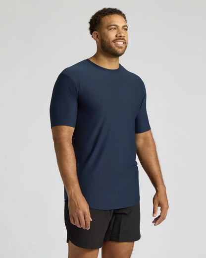 Navy Tall Active Curved Hem Crew