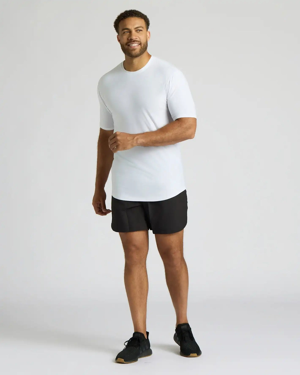 White Tall Active Curved Hem Crew